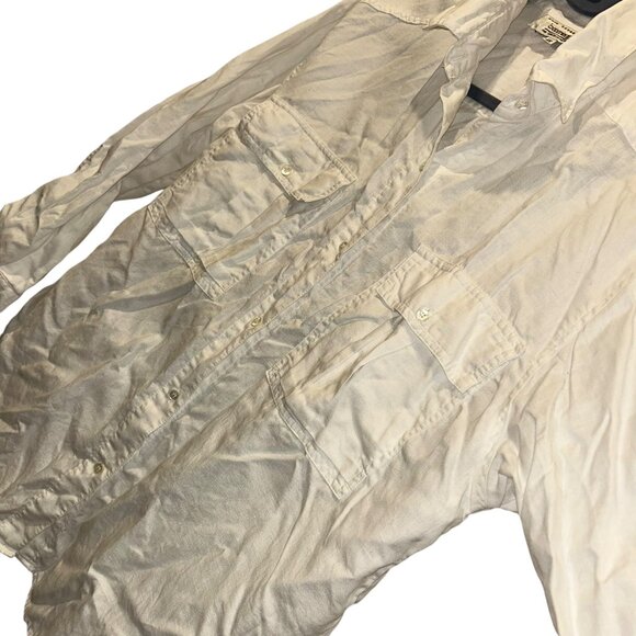 Bloomingdales WOMAN PLUS white LINEN Out of Africa Safari button down sh… - Picture 3 of 5